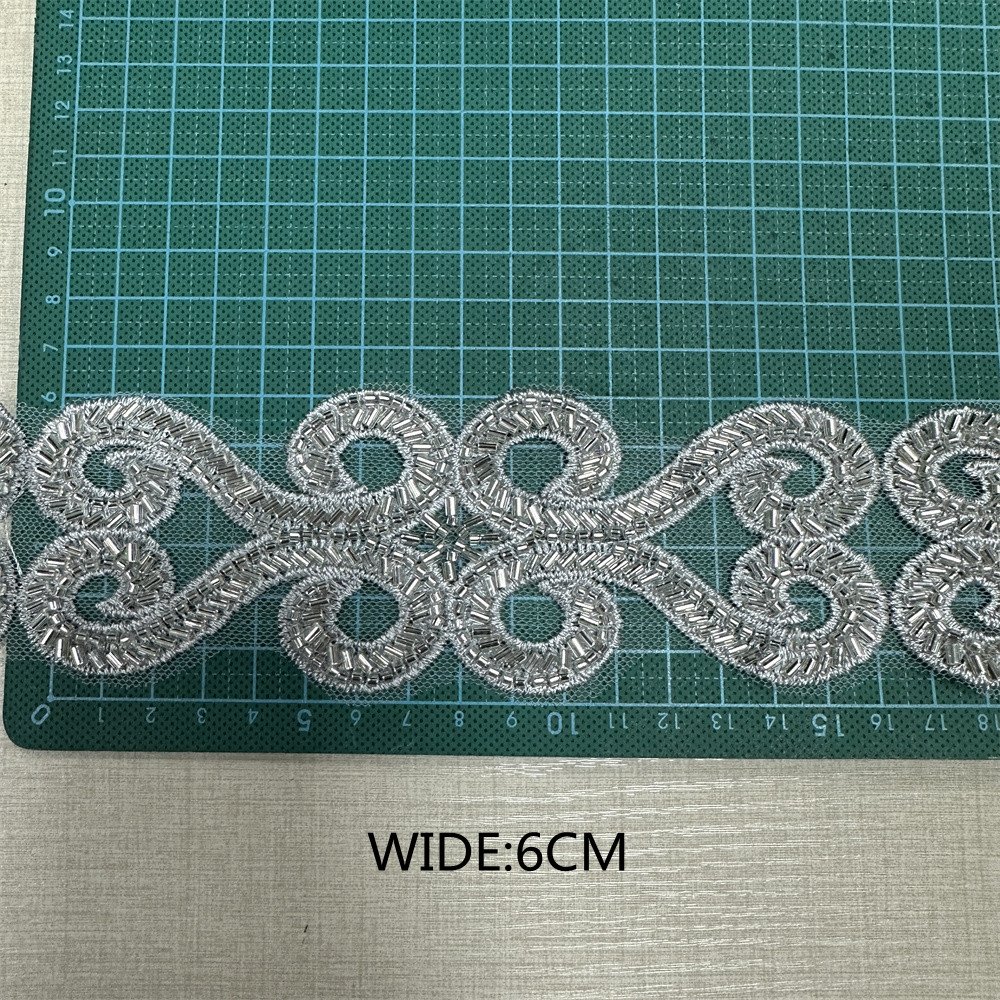 wholesale fashion Beaded lace trim applique trim for dress