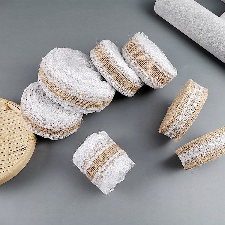 DIY Handicraft Linen lace Trim lace Linen Ribbon For Christmas wedding Decoration