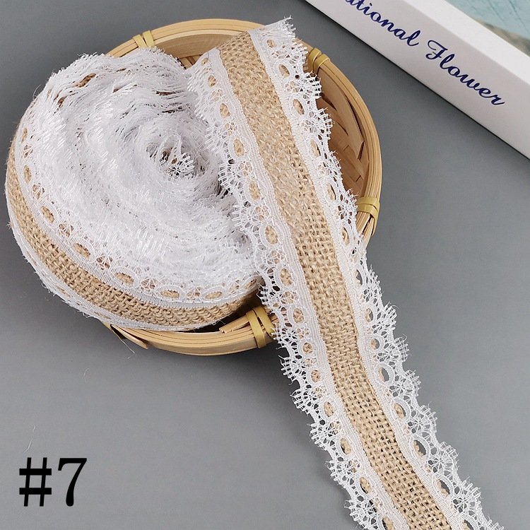 DIY Handicraft Linen lace Trim lace Linen Ribbon For Christmas wedding Decoration