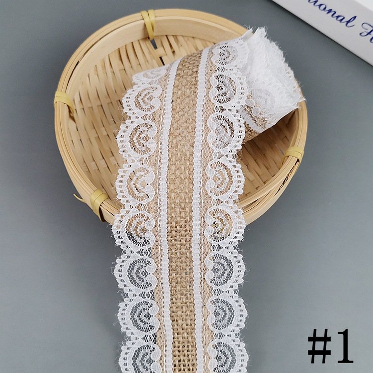 DIY Handicraft Linen lace Trim lace Linen Ribbon For Christmas wedding Decoration