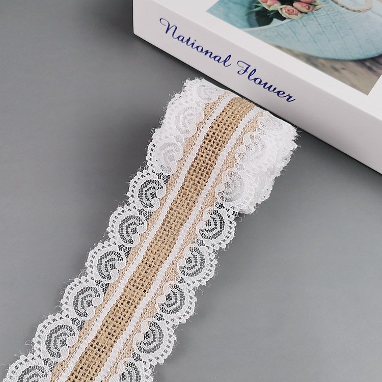 DIY Handicraft Linen lace Trim lace Linen Ribbon For Christmas wedding Decoration