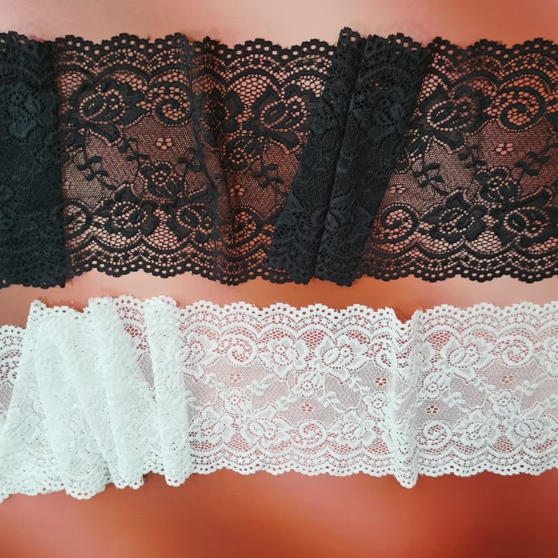 Professional lace manufacturer 15cm stretch white floral lace trim