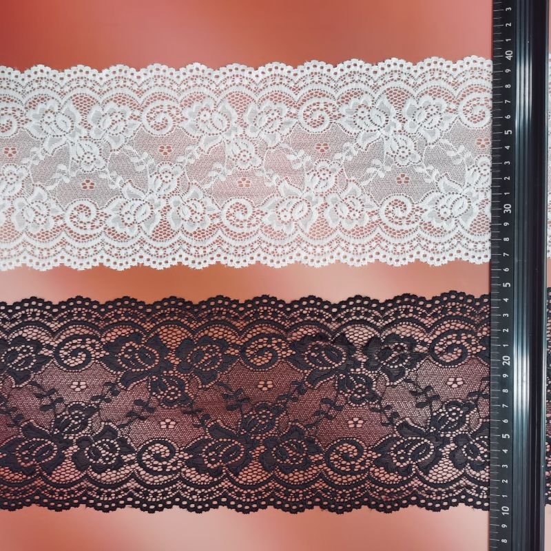 Professional lace manufacturer 15cm stretch white floral lace trim