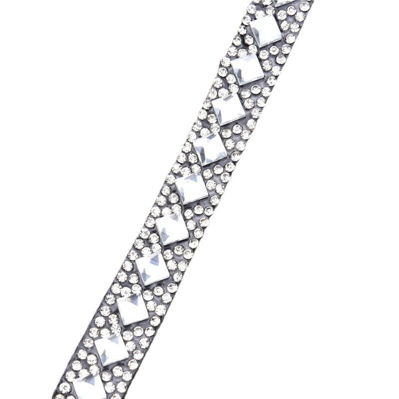 2022 High Quality Hotfix Rhinestone Mesh Trim/Mesh Roll Motif Iron on Glue Crystal Banding Transfers Sheet For Clothes