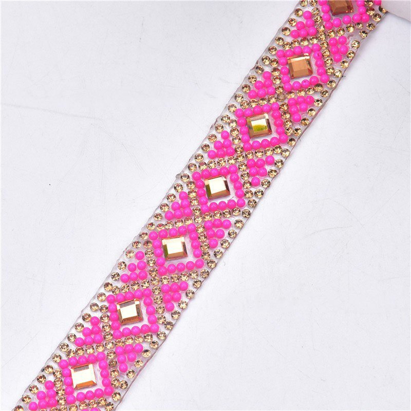 2022 High Quality Hotfix Rhinestone Mesh Trim/Mesh Roll Motif Iron on Glue Crystal Banding Transfers Sheet For Clothes