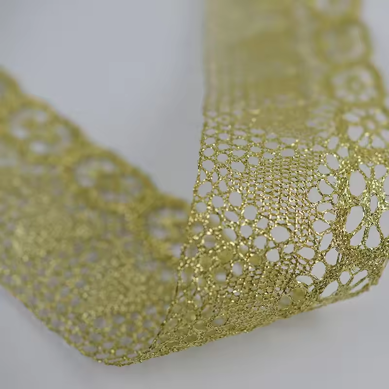Metallic Gold Silver Rose Gold Embroidery Lace Trimming Sewing Lace Embroidered Ribbon Trim Fringe Decorative Lace Ribbon
