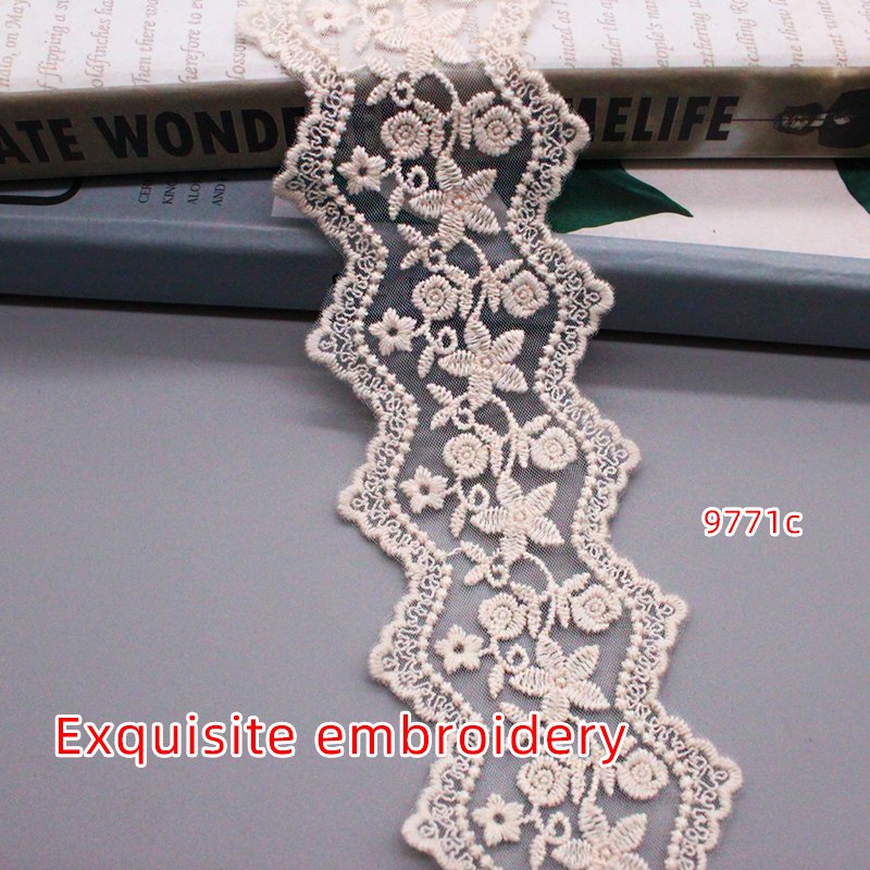Hot Selling Cotton White Embroidery Lace Ribbon for Your Lace trim for dress mesh lace