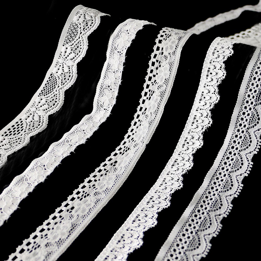 Wholesale Knitted Nylon Elastic Lace Trim Ribbon for Garment Underwear