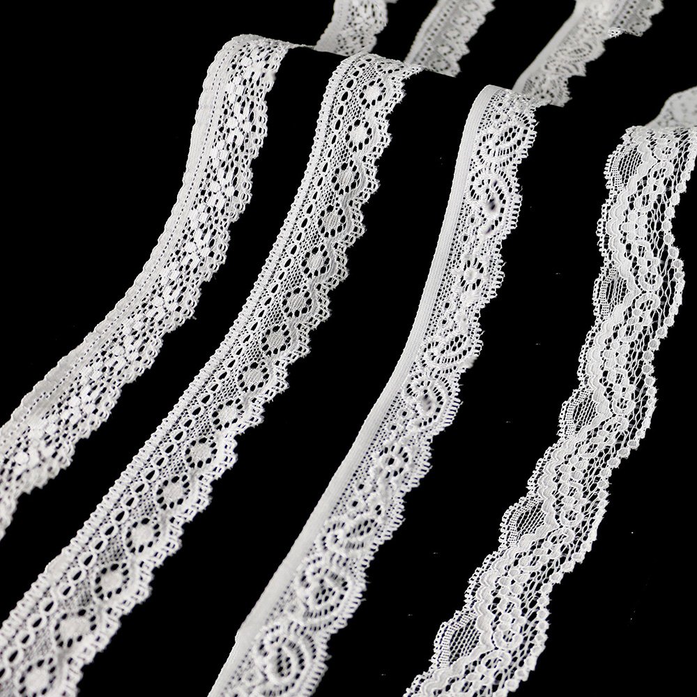 Wholesale Knitted Nylon Elastic Lace Trim Ribbon for Garment Underwear