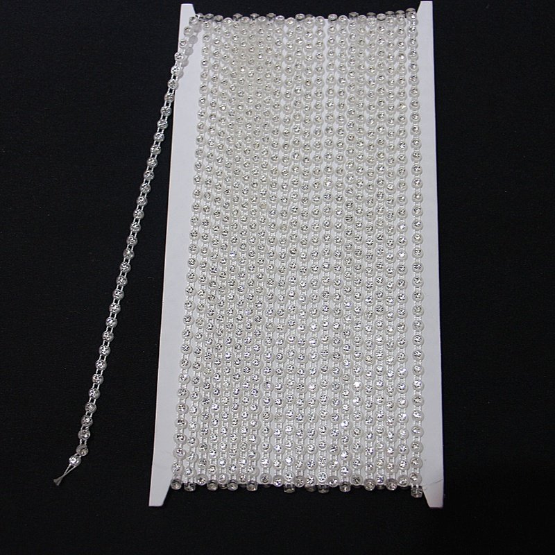 Single Row Plastic Cup Chain Rhinestone Strip Crystal Trim for Shoes Garments Strap