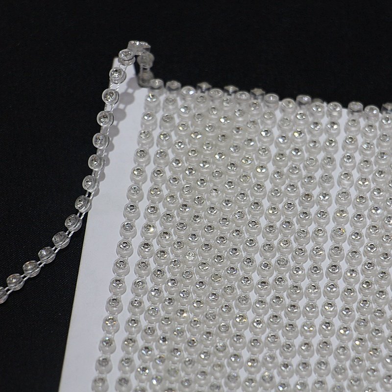 Single Row Plastic Cup Chain Rhinestone Strip Crystal Trim for Shoes Garments Strap