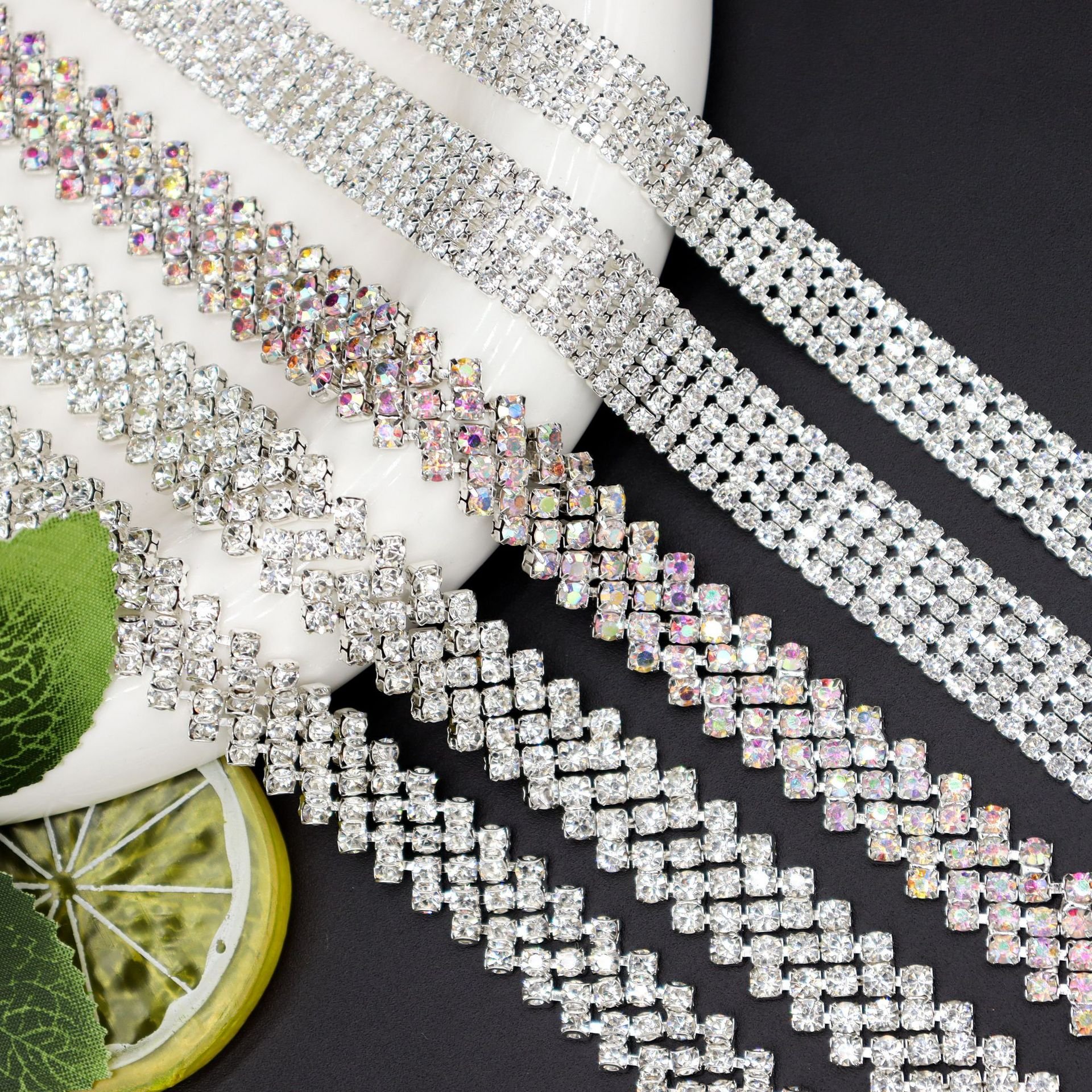 factory shiny Crystal Ribbon Banding diamond rhinestone chain trim For Clothes