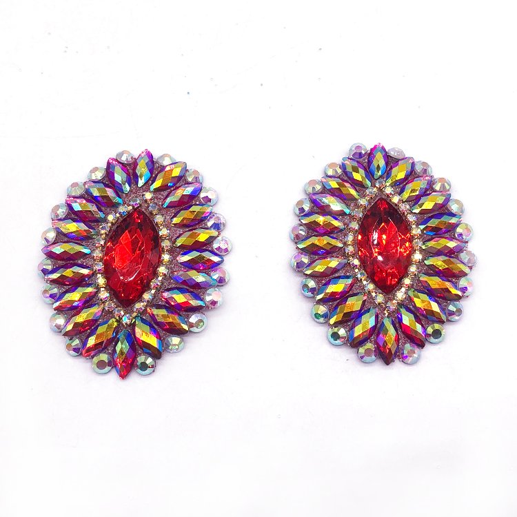 Gem trim applique crafting supply for carnival costumes iron on rhinestone applique for carnival bodysuits customized