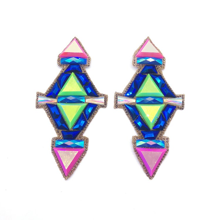 Gem trim applique crafting supply for carnival costumes iron on rhinestone applique for carnival bodysuits customized