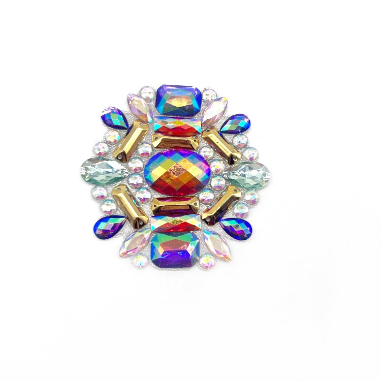 Gem trim applique crafting supply for carnival costumes iron on rhinestone applique for carnival bodysuits customized