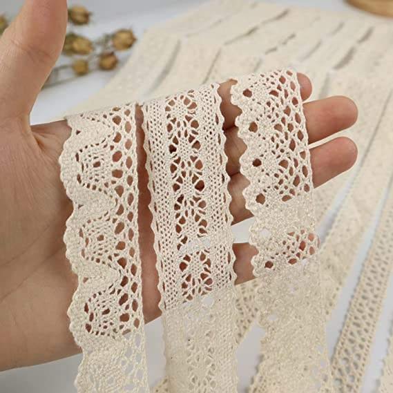 Gordon Ribbons White Beige Fabric Crochet Lace Wedding Decor Package Sewing Cotton Lace Trim Ribbon