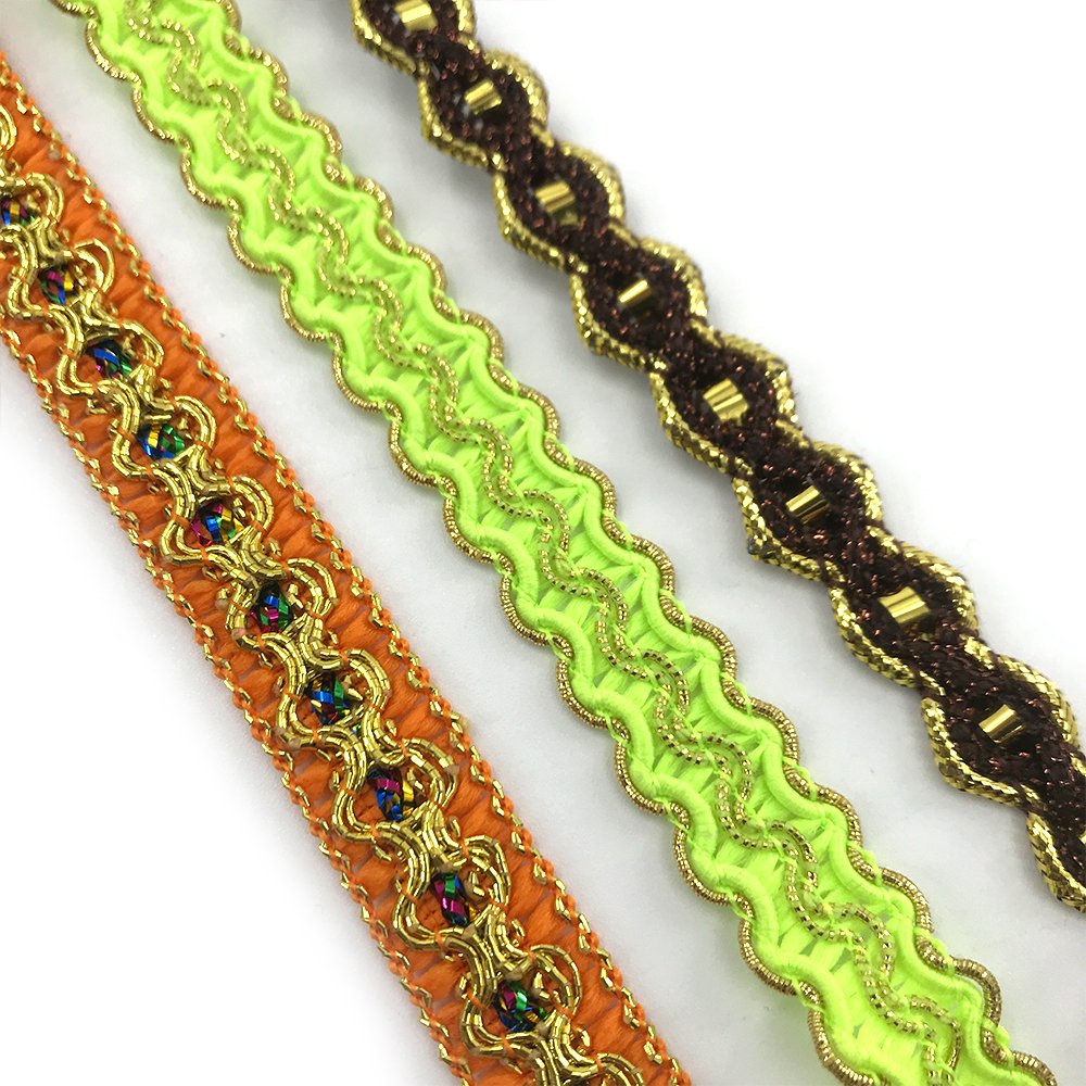Popular Handmade Colorful Trimming Lace French Metallic Braids Lace Embroidery Trim Decorative For Stage Costume Accessories