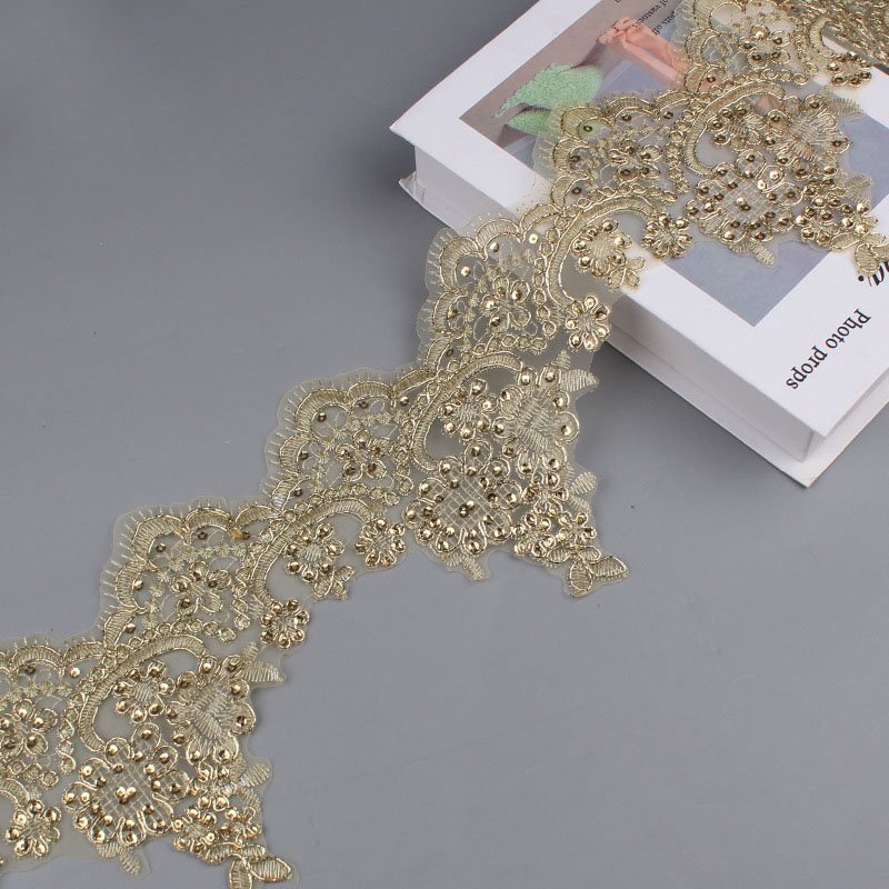 Shiny Sequin DIY Accessories Applique Decor Embroidered Trimming Wedding Lace Trim