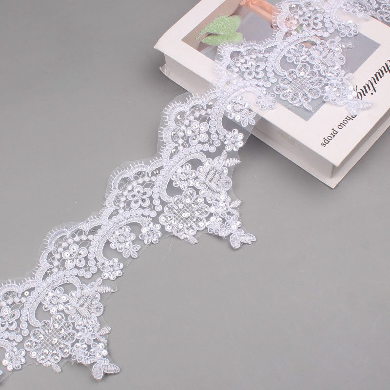 Shiny Sequin DIY Accessories Applique Decor Embroidered Trimming Wedding Lace Trim