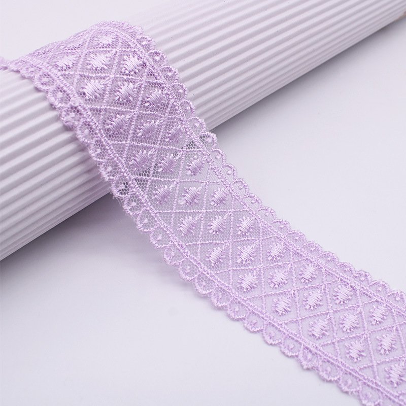 Sampling 10 Yards Supplier floral embroidery lace trim 38MM Serrated Edge Embroidered Trimmings for Gift Decoration