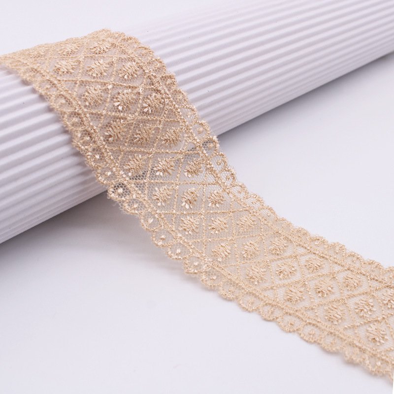 Sampling 10 Yards Supplier floral embroidery lace trim 38MM Serrated Edge Embroidered Trimmings for Gift Decoration