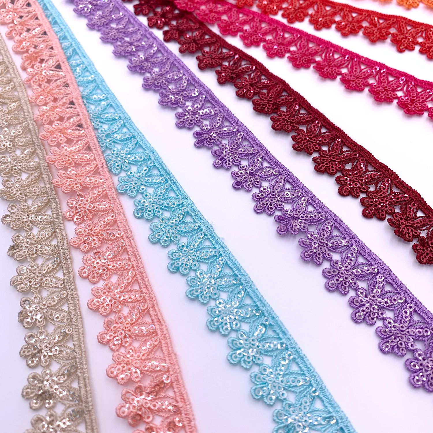 Wholesale Colors Decorative Shiny Lace Polyester High Quality Embroidery Border Trim