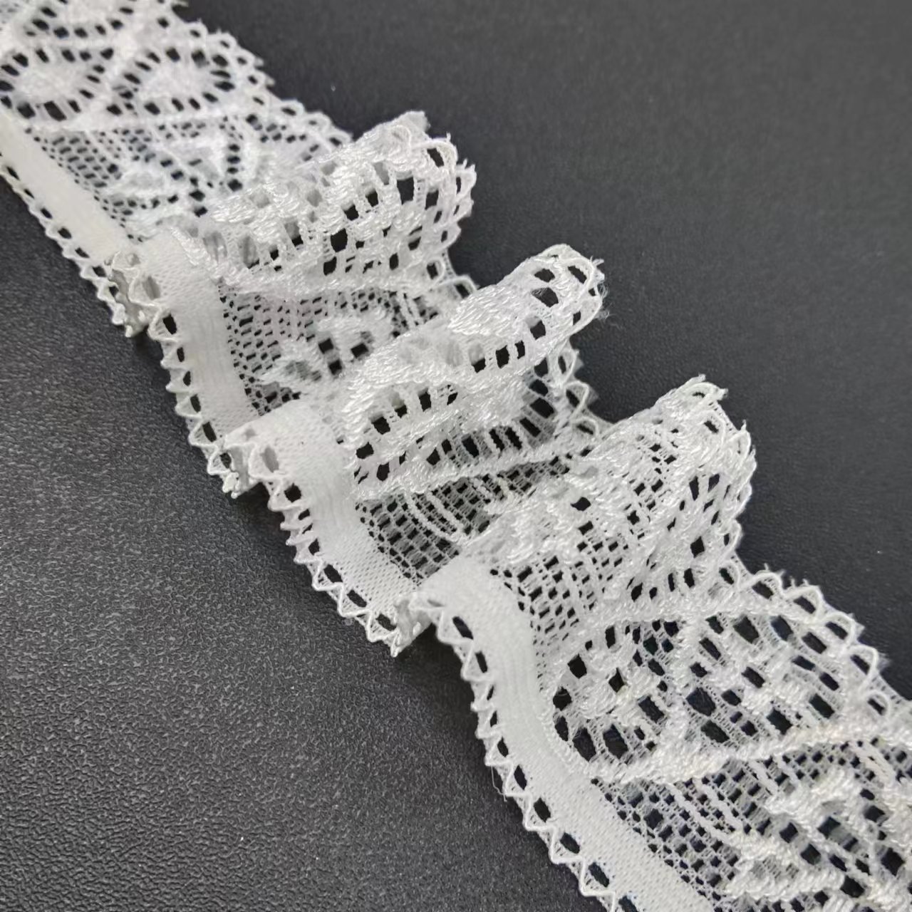 White Voile Nylon Spandex Lace Elastic French Guipure Floral Lace Trim for Bra and Underwear Decorations Materials
