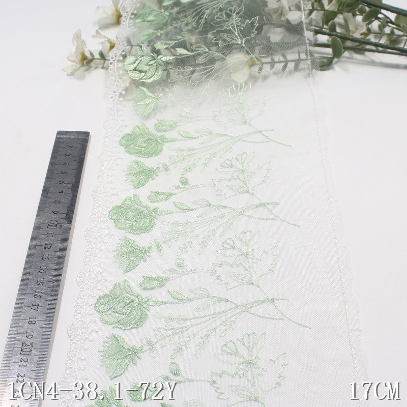 Elegant Violet Flower Embroidered Lace Tulle Fabric Lace 16cm white Mesh Embroidery encajes border Lace trim For Bra lingerie