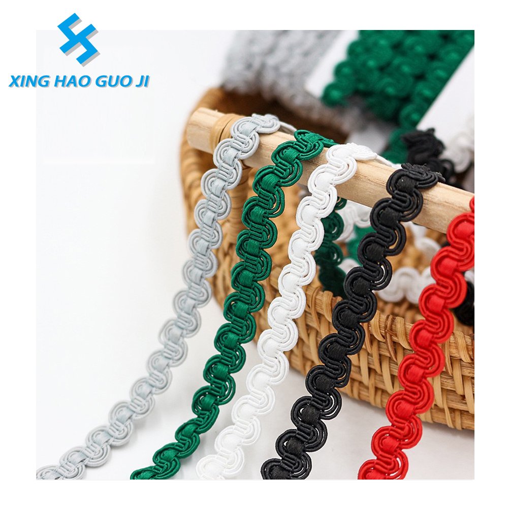 Wholesale price 1CM width wave pattern clothing shoes home curtain trim decorative ribbon