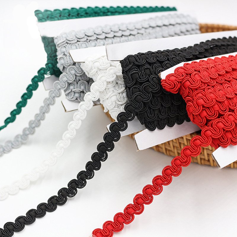 Wholesale price 1CM width wave pattern clothing shoes home curtain trim decorative ribbon