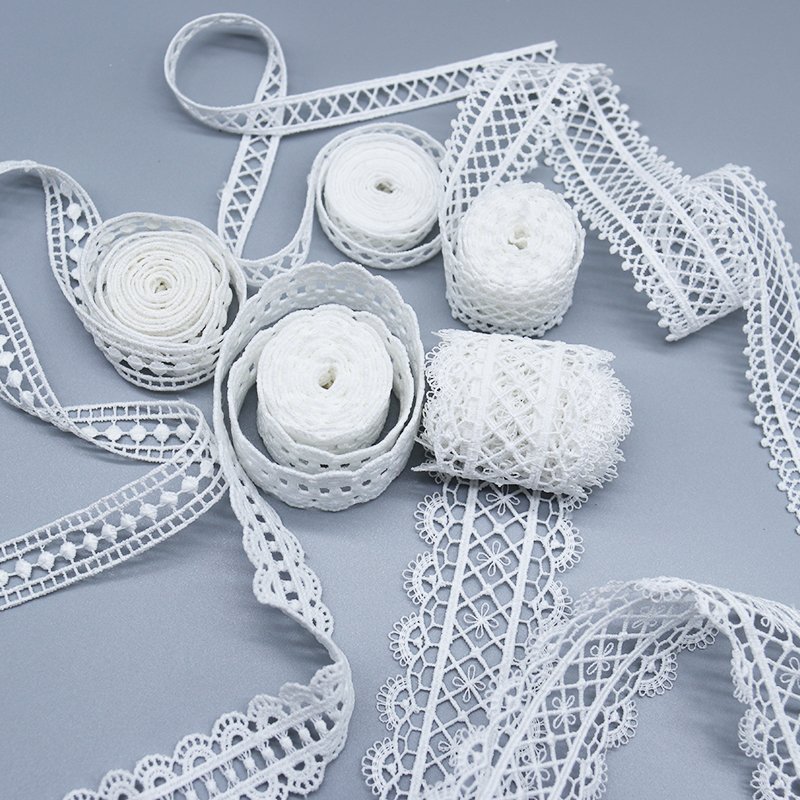 Factory wholesale water soluble lace trim 100% Polyester Premium embroidery lace for dress
