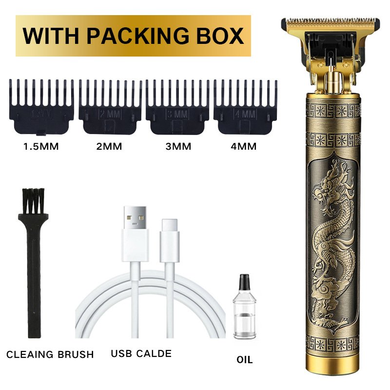USB Vintage T9 0MM Carving Professional Hair Trimmer Beard For Man Electric Cordless Hair Cutting Machine