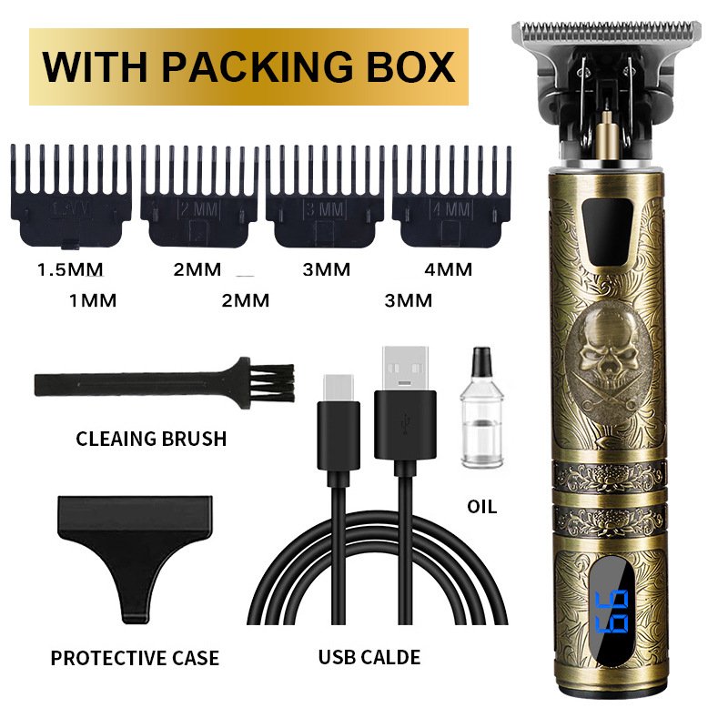 USB Vintage T9 0MM Carving Professional Hair Trimmer Beard For Man Electric Cordless Hair Cutting Machine