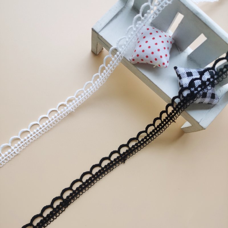 New Design Black Fancy Lace Trim 8mm Wide White Embroidery Flora Trimming Lace For Garment Accessories