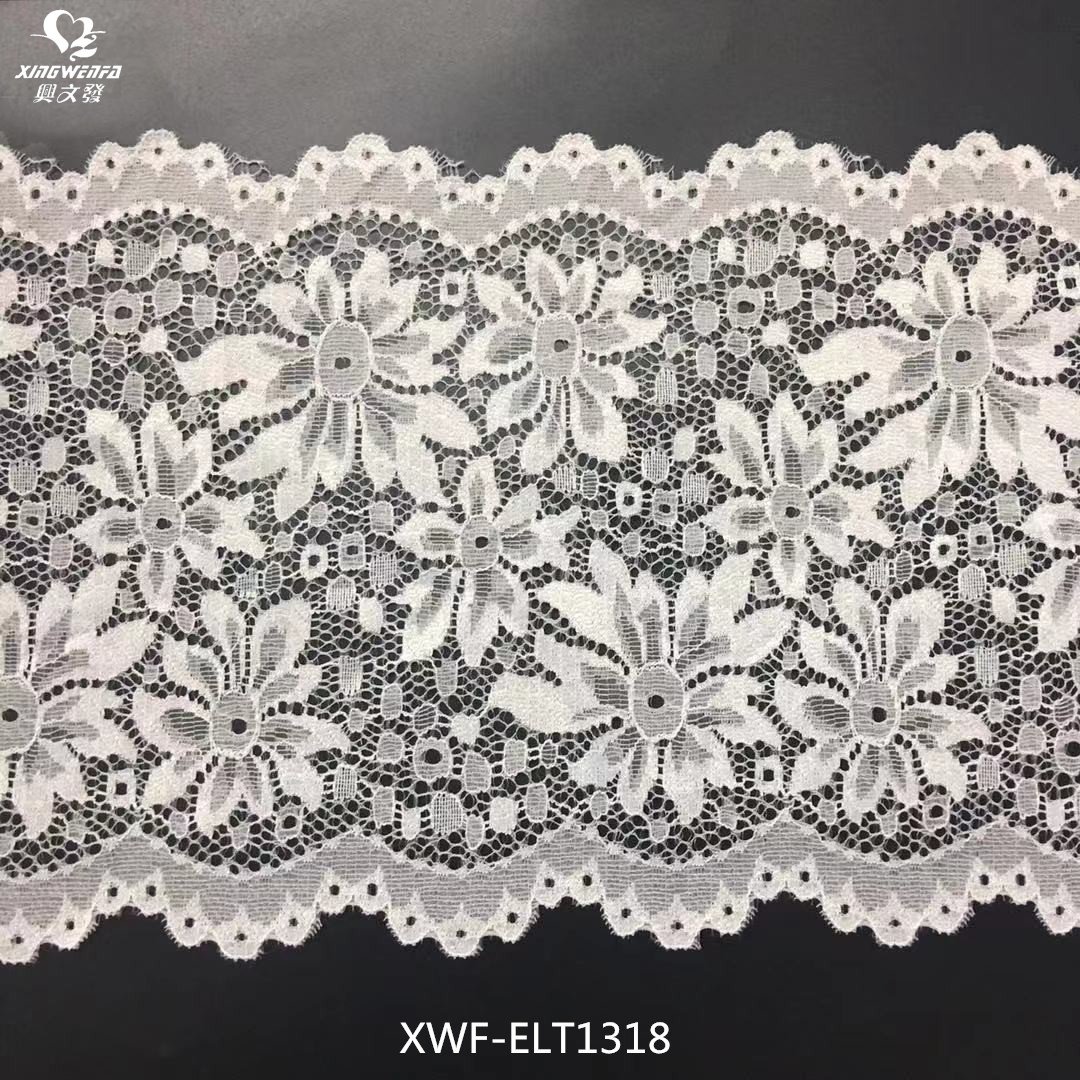 new design stretch lace trim high quality nylon spandex lace trim fabric New fashion elastic beautiful lace for wedding dress