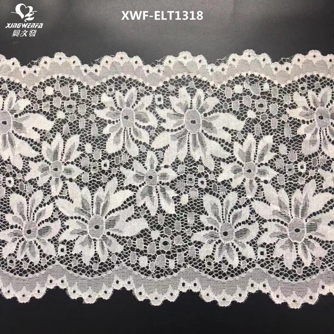 new design stretch lace trim high quality nylon spandex lace trim fabric New fashion elastic beautiful lace for wedding dress