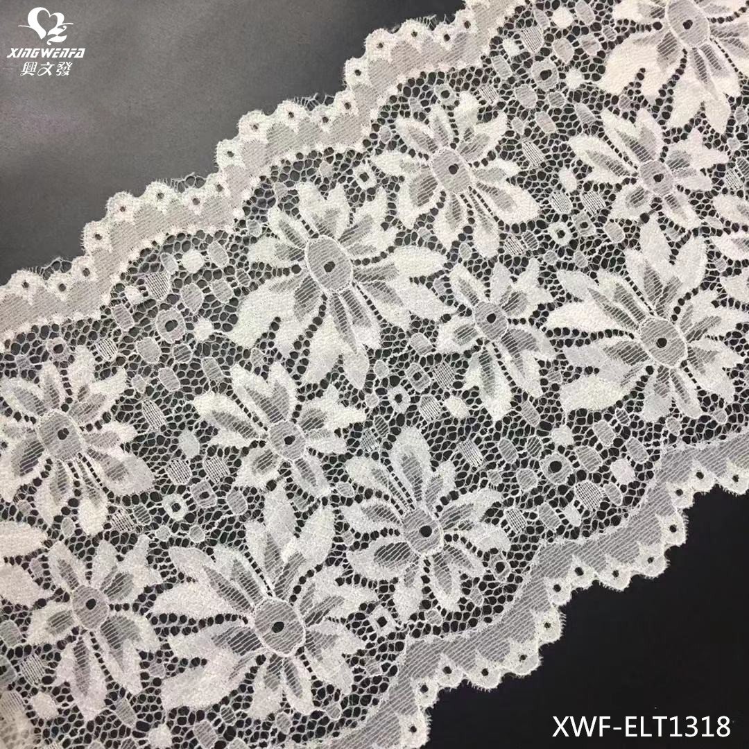 new design stretch lace trim high quality nylon spandex lace trim fabric New fashion elastic beautiful lace for wedding dress
