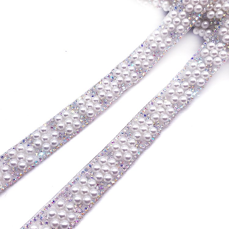 Fuchsia flower trim pearl styles trim hot fix rhinestone trimming purple strips black green tape for clothing processing craft