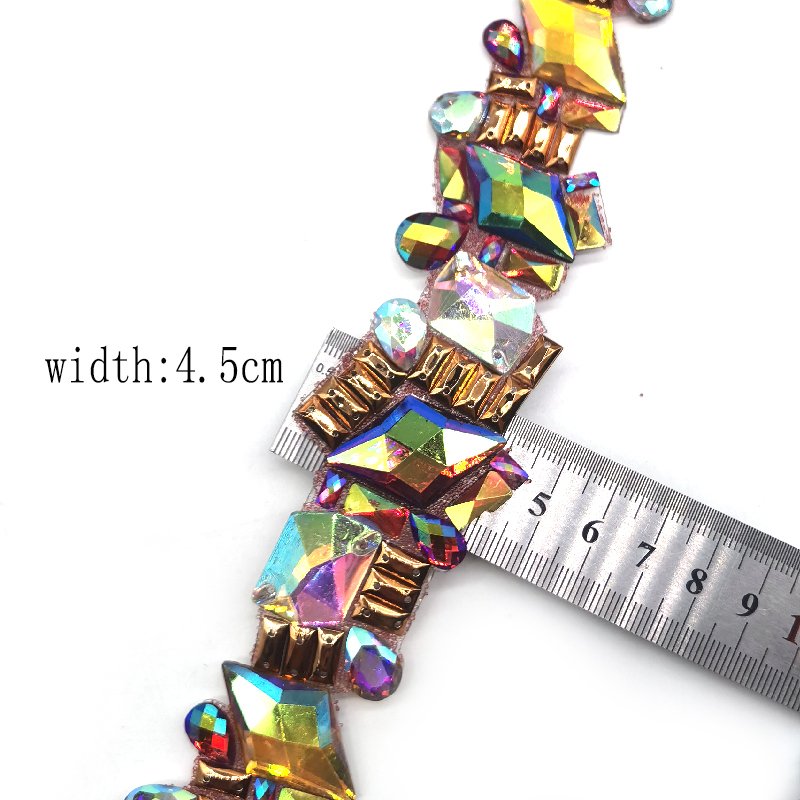 wholesale shine AB Strip sequins red iron on garment rhinestone trims for carnival garment processing accessories