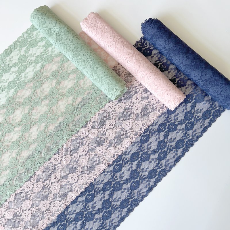 Good Quality 23cm Wide Colorful Flower Stretch Mesh Lace Trim for Underwear
