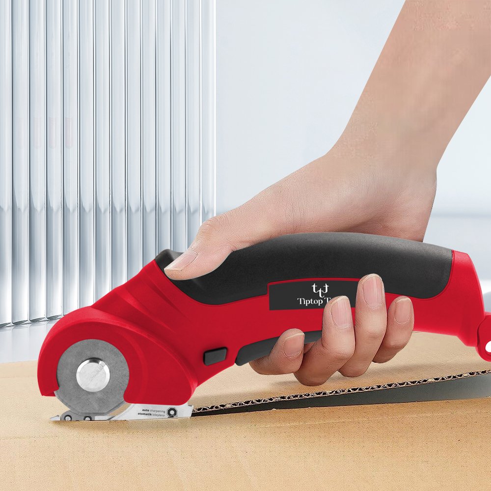 Customized Cordless Electric Scissors 4V Li-ion Battery Powered Mini Rotary PVC Fabric Round Cutter With Replacement Blade