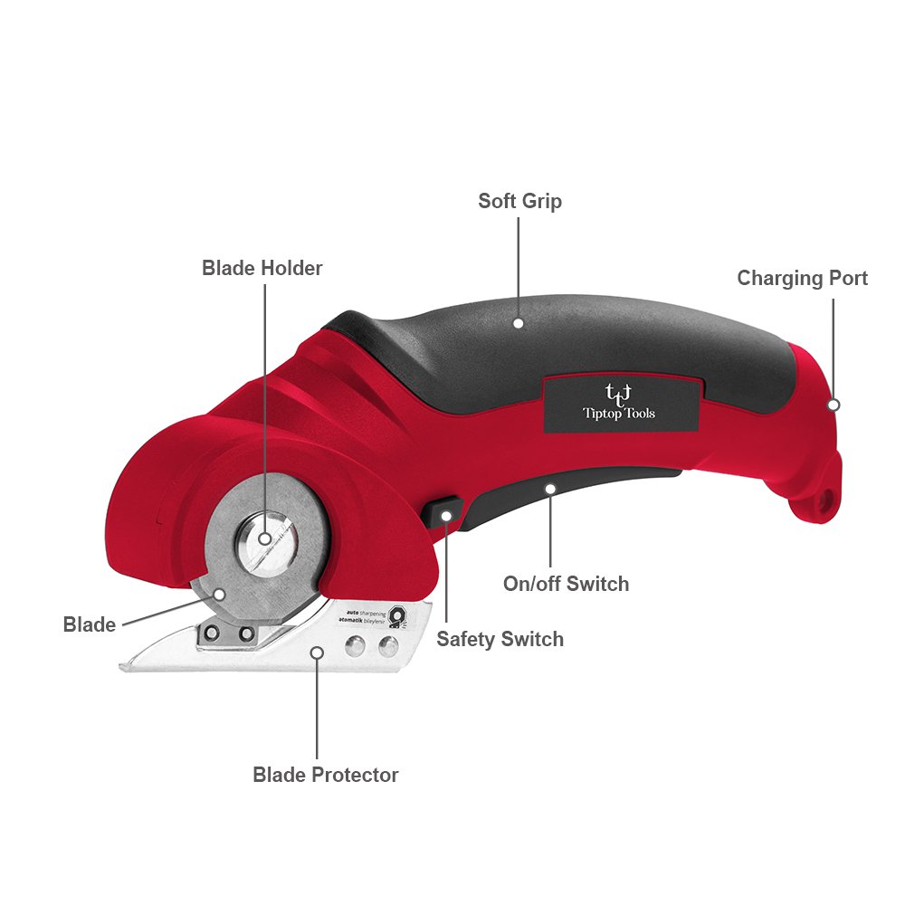 Customized Cordless Electric Scissors 4V Li-ion Battery Powered Mini Rotary PVC Fabric Round Cutter With Replacement Blade