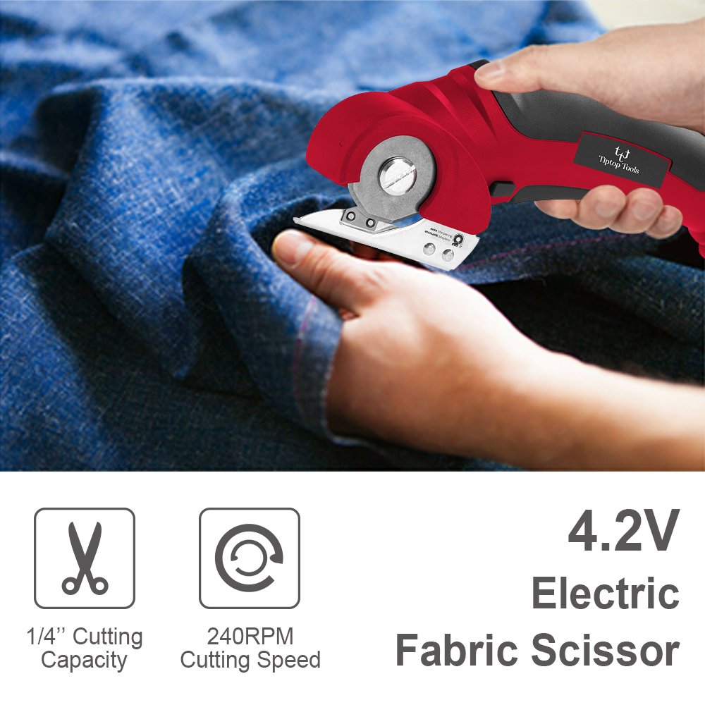 Customized Cordless Electric Scissors 4V Li-ion Battery Powered Mini Rotary PVC Fabric Round Cutter With Replacement Blade
