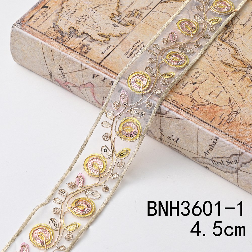 Vintage Boho Sequin Embroidery Trim Decorative Flowers Diy