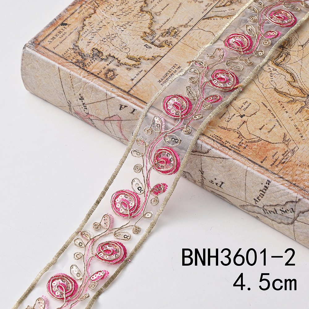 Vintage Boho Sequin Embroidery Trim Decorative Flowers Diy