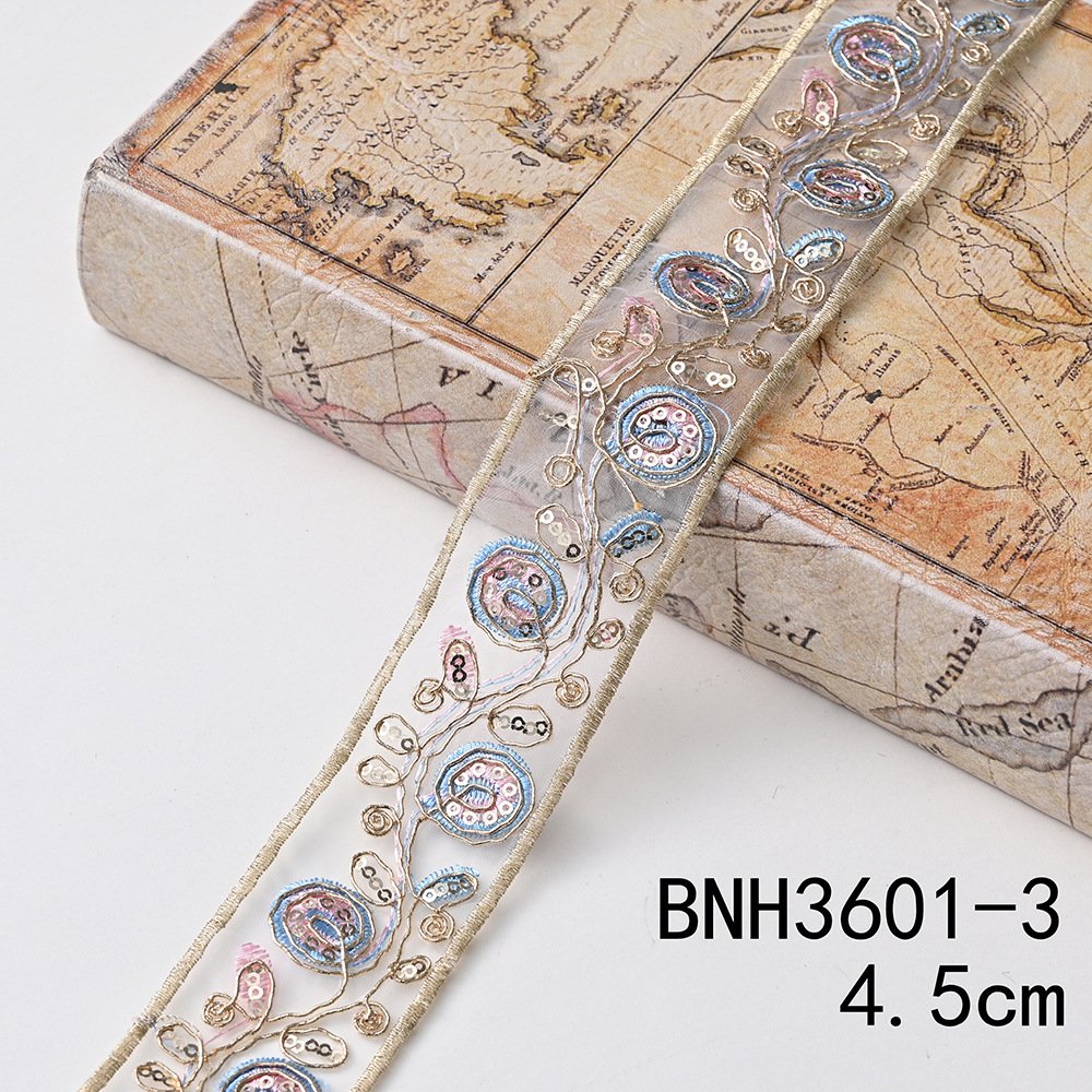 Vintage Boho Sequin Embroidery Trim Decorative Flowers Diy