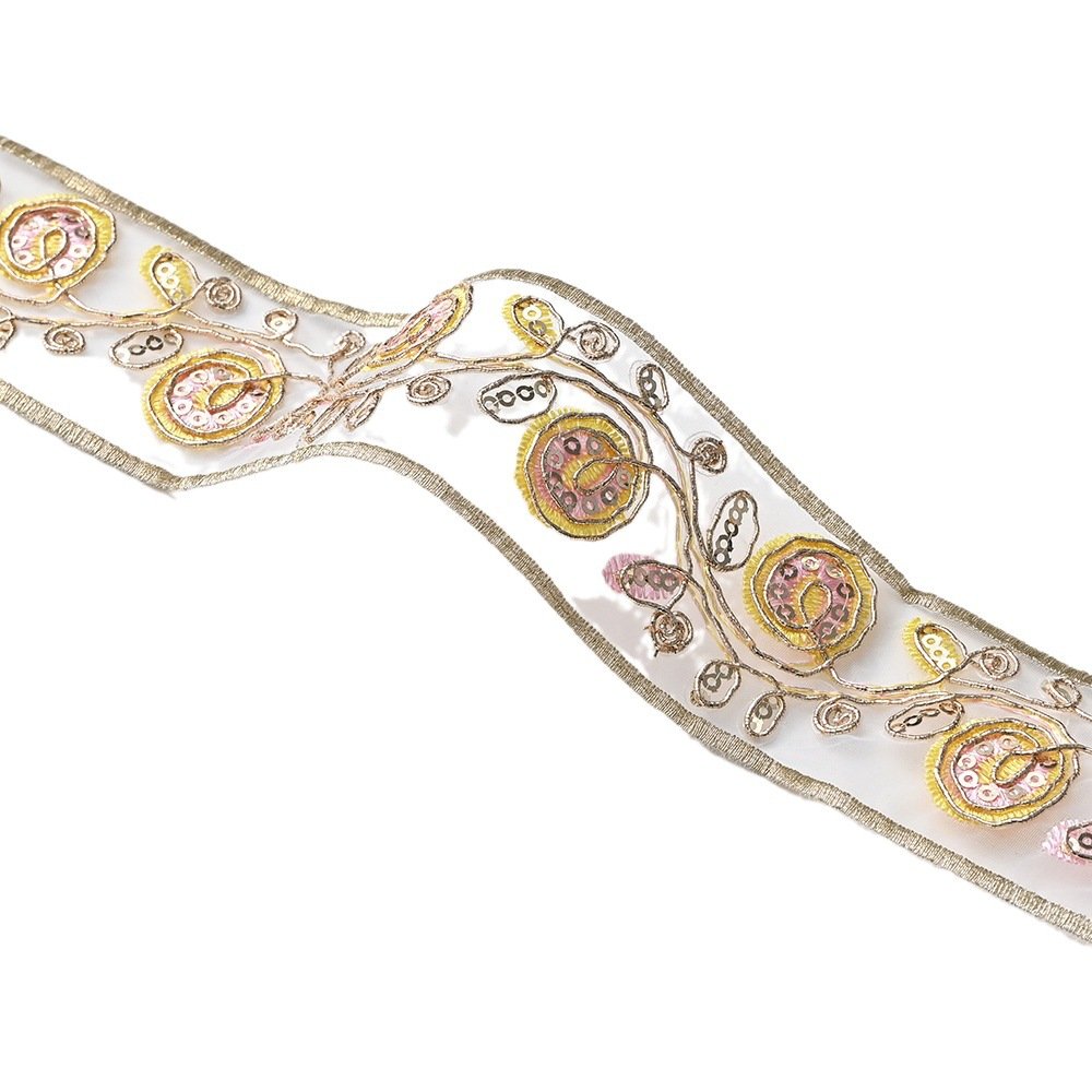 Vintage Boho Sequin Embroidery Trim Decorative Flowers Diy