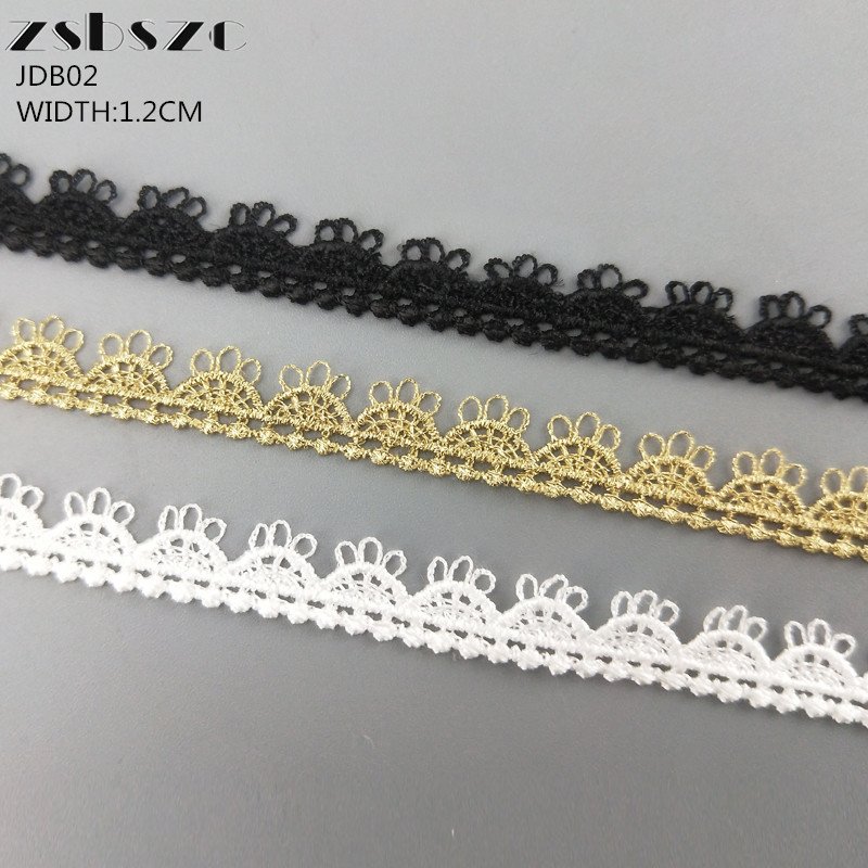 High Quality 1cm Gold Lace Trim Water Soluble Embroidery Lace Ribbon Fabric for Wedding Dress Clothes Luxury Decorative Lace