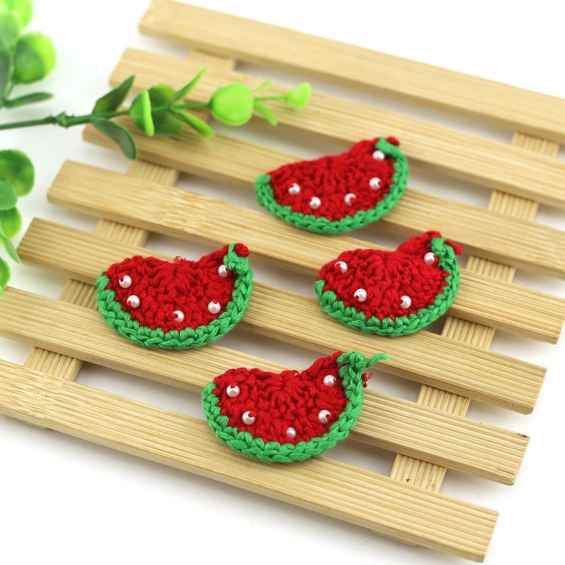 handmade crochet trims fruit design crochet lemon, watermelon, Avocado,cherry orange design clothing hair clip accessories