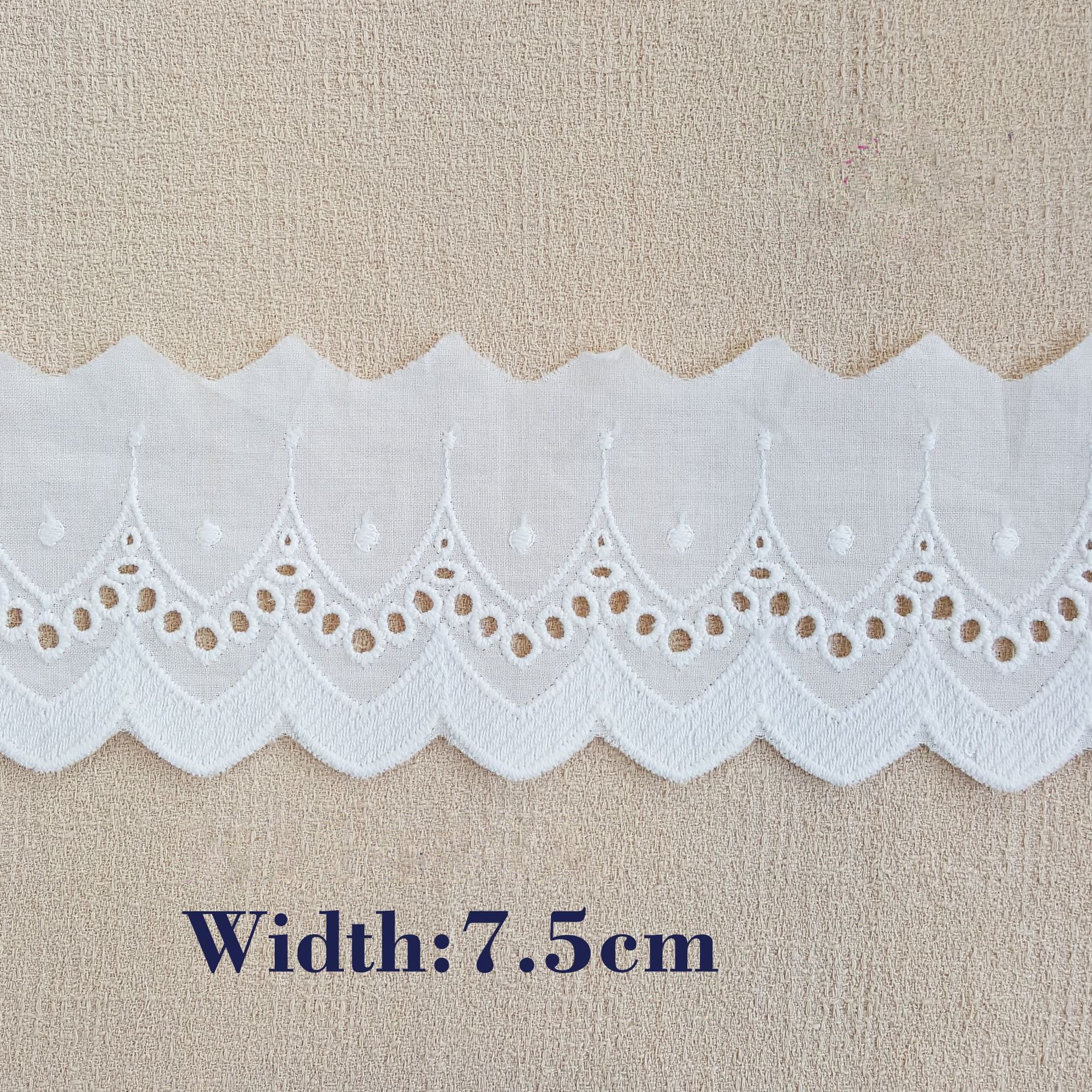 Manufacturer Wholesale White Lace Fabric Eyelet Embroidery 100% Cotton Lace Trimmings